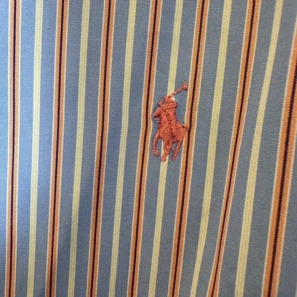 Ralph Lauren Men's 17.5- 34/35 Button Shirt‎ Long Sleeve Striped Blue